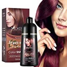 Wine Red Hair Dye 16.9 Fl Oz, Argan Oil Wine Red Hair Shampoo, 3 in 1 Hair Dye Shampoo, Easy To Use, Semi-Permanent Hair Color Shampoo (Wine Red)