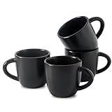 Hasense Espresso Cups Set of 4 Perfect for Demitasse, Cappuccino, Tea Bag and Juice, 5 Ounce Ceramic Stackable Mini Coffee Mugs Suit for Espresso Machine and Coffee Maker, Black