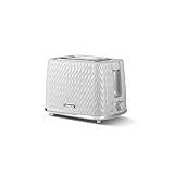 Linsar - 2 Slice Toaster - Unique Curved Texture - Defrost, Reheat, Cancel Functions - 7 Browning Levels, Wide Slots, Removable Crumb Tray - Automatic Switch Off - 930 Watt (White)