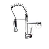 1PCS Kitchen Sink Faucet Dual Spout 360 Degree Swivel Spring Pull Down Deck Mount Hot and Cold Mixing Faucet (Color : Chrome E)