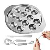 Snail Plate,Stainless Steel Snail Plate - Escargot Plates with 12 Holes and Handles, Snail Dish Plates Escargot Baking Dish Barbecue for Home, Kitchen, Restaurant