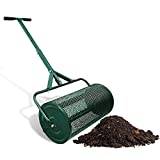 YHUEGH Compost Spreader Hand Seeding Machine, 24 In Heavy Duty Metal Peat Moss Spreader, Adjustable Handle, Durable Metal Mesh Basket， Perfect for Spreading Peat Moss, Fertilizer and Seeds