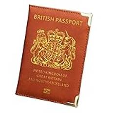 HITHIKA British Passport Holder | UK Passport Wallet | Non EU | PU Leather (Orange)