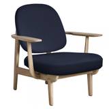 Fritz Hansen - Fred™ Lounge Chair Oak Base - dunkelblau/Stoff Christianshavn 1155/BxHxT 77,4x85,2x80,5cm/Gestell Eiche klar lackiert