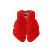 (Red, 5-6 Years) Winter Kids Girl Fluffy Faux Fur Vest Coat Thicken - Multicoloured - 5-6yrs