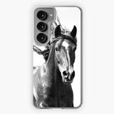 Wild Horse Phone Case / Cover / Protector For Samsung Galaxy / Iphone Horse Design #3 For Nature / Animal / Horse Lovers Contrast Black And White Picture Of A Wild Stallion Samsung Galaxy S23 Ultra Soft Case