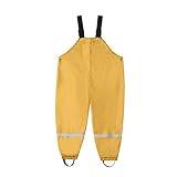 UIFLQXX Unisex Kid's Mud Dirty Proof Suspender Rainwear Pants Wind and Water Proof rain Pants (Yellow, 6-7 Years)