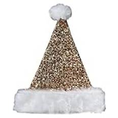Fahoujs Christmas Santa Hat Sequins And White Furry Brim For Christmas Parties Dress Up Cosplay Sequins Studded Santa Hat Men
