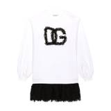 Dolce & Gabbana Kids - White Lace-Logo Sweatshirt Dress - Kids - Viscose/Cotton/Polyamide