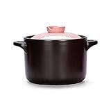 Cooking pots,casserole dish,Classic Soup Pot Casserole with Double Handle, Casserole Clay Pot for Restaurant Dinner-Pink-2.5 Litre (Color : Roze, (Color : 4 Litre Roze, Size : Roze)