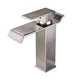 Deck Mount Waterfall Bathroom Faucet Vanity Vessel Sinks Mixer Tap Cold and Hot Water Tap (Color : Brushed B)