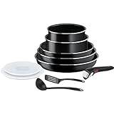 Tefal Ingenio L1599902 10-Piece Cookware Set, Frying Pans, Pans and Lids, Handle, Non-Induction, Non-Stick Coating, Stackable, Dishwasher Safe, Made in France, Easy On