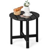 Patio Round HDPE Side Table for Yard Porch Garden-Black