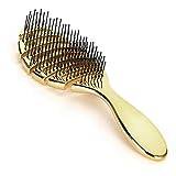 Professional Curved Vented Brush, Curved Vent Brush, Quick Dry Hair Brush, Detangling Brush Massage Brush Oil Head Comb with Large Comb Teeth for Long Thick Detangling Wet Hair (Color : Gold)