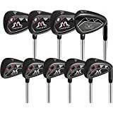 MAZEL Golf Iron 3,4, 5, 6, 7, 8, 9, Picthing Wedge,Sand Wedge,Golf Iron Club Set of 9, Steel Shaft for Right Handed Golfers