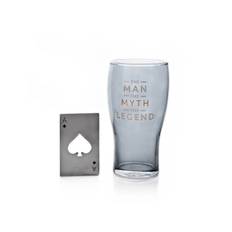George Hotchpotch Orion Beer Glass & Bottle Opener - The Man The Myth The Legend - Blue
