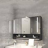 LoJax Modern Bathroom Cabinet with Mirror-Lights, Wall Bathroom Cabinet with Towels Bar, Touch Switch Control (80 * 75 * 12cm)