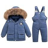 liaddkv Toddler Winter Kid Girls and Boys Solid Color Snowsuit Snow Pants and Jackets Clothes Coat Toddler Girl Thanksgiving Outfit (Blue, 3-4 Years)