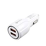 Seino Quick Charge 3.0 Car Charger Adapter Fast Charging with Dual USB Ports (Color : White)