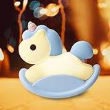 QKTYB Night Light Kids Cute Rocking Horse Lamp 30Min Timer Control Baby Night Light Silicone Touch Bedroom Baby Night Lamp 3Colors Dimmable for Toddler Girls Boys Gifts