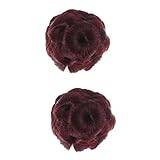 MAGICLULU 2pcs Flower Wig Clip False Hair Bun Hair Ponytail Messy Bun for Wedding Clip in Messy Hair Bun Clips Hair Bands for Womens Hair Wigs High Temperature Wire Matte Hair Ring Red Bride