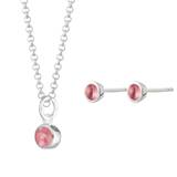 October Birthstone Jewellery Set (Pink Tourmaline) - Standard: 40-45cm / No Thanks