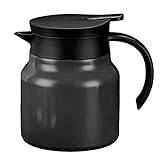 mumisuto Insulated Teapot, 1000ml Coffee Carafe for Keeping Hot Tea Pot Thermos Stainless Steel Thermal Tea Water Thermal Coffee Tea Pot for Home Office(黑SUS316不锈钢送加长茶漏1000ml)