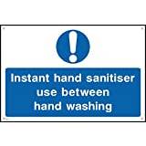 Instant Hand Sanitiser Use Between Hand Washing Sign - 600mm x 400mm - 1.2mm Rigid Plastic Drilled Sign (FP13)