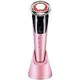 Face Massager for Skin Care,Ultrasonic Beauty Device Multi Anti-Wrinkle High-Frequency EMS Facial Lifting Toning with Red/Blue Machine,Cold and Heated Massage Skin Rejuvenation and Tightening (Pink)