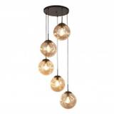 Punch 3 Light Linear Pendant In Matt Black With Champagne Glass Shade