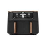 Ninja Foodi Dual Zone Air Fryer MAX + Tongs, 9.5 L, 2470 W, Roast, Bake, Nonstick, Dishwasher Safe Baskets, Amazon Exclusive, Copper/Black AF400UKCP
