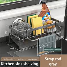SHEIN pc Kitchen Countertop Tool Sink Drainer Rack With Sponge And Dishcloth Holder MultiFunctional Durable Cleaning Tool Organizer Suitable For Kitchen And