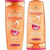L'Oreal Paris Elvive Dream Lengths Shampoo and Conditioner Set for Long Hair, Nourishing & Strengthening Treatment to Prevent Hair Breakage, Enriched with Castor Oil
