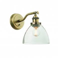 Endon Hansen Single Light Wall Fitting in Antique Brass Finish with Clear Glass Shade