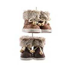 KAE Nordic/Alpine Style WARM BOOT Shaped Christmas Tree Decoration/Bauble/Ornament (brown fur x 2)