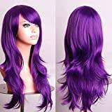 Women Hair Heat Resistant Synthetic Wigs with Bangs for Halloween Holidays Party Cosplay Fancy Dress or Everyday Use-Purple