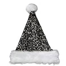 Christmas Santa Hat Sequins And White Furry Brim For Christmas Parties Dress Up Cosplay Sequins Studded Christmas Hats For Men