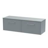 Hudson Reed Juno 1200mm Wall Hung 2 Drawer Double Vanity Unit and Worktop in Monument Grey