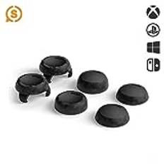 SCUF Thumbstick Grips - 6 Pack with 2 Bases - Tactic - Joystick Thumb Grips For Xbox One and Xbox Series X|S, PS4, PS5, Nintendo Switch Pro Controller - Black