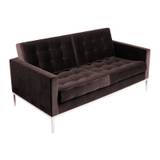 Knoll International - Florence Knoll 2-Seater Sofa - dunkelbraun/Stoff Knoll Velvet 78479/ohne Knöpfe - dark brown (82.0 x 159.0 x 80.0cm)
