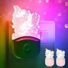 Night Light Gift for Kids[2 Pack], LOHAS Plug in Night Light with Dusk to Dawn Sensor, LED Night Light, Color Changing Nightlight, Birthday Gifts for Girls, Kids, Room Decor