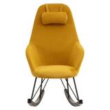Kolding Yellow Fabric and Metal Rocking Chair with Headrest