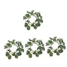 TOPBATHY 4pcs Candlestick Garland Tea Lights Candles Plant Decor Front Door Wreath Candle Holders Flower Garland Candle Rings Table Wreath Small Wreaths Pe False Leaf American Style