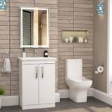 Cloakroom Suite 500mm Gloss White 2 Door Floor Standing Vanity Unit Basin with Cesar Slim Toilet