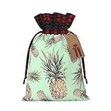 DURAGS Pineapple Green Chic Patchwork Drawstring Gift Bag-Cloth Gift Bag For Festivals,Perfect For Special Occasions