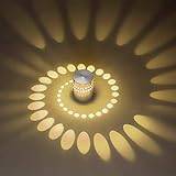3W LED Wall Lamp, Indoor Lighting, Atmosphere Sconce Light Spiral LED Wall Light, Sconce Ceiling Lamp Aluminum Creative Decoration Light for KTV Bar Bedroom Shop Aisle Corridor, Warm White 3000K
