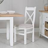 Eaton White Painted Oak Cross Back Dining Chair Fabric Seat - White