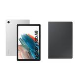Samsung Galaxy Tab A8 10.5" Tablet (64 GB, Silver) & Book Cover (Dark Grey) Bundle, Silver/Grey