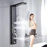 Stainless Steel Shower Panel Tower System,LED Rainfall Waterfall Shower Head 5-Function Faucet Rain Massage System with Body Jets-Brushed Nickel A,Orb A