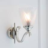 Cua Single Wall Light In Bright Nickel With Deco Glass